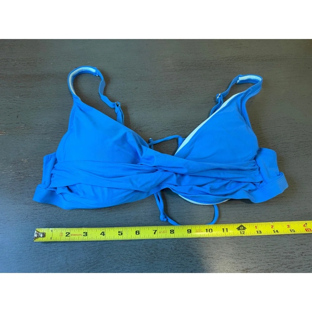 Time and Tru Blue Twist Front Bikini Top Swimsuit XL 16-18 Adjustable Straps